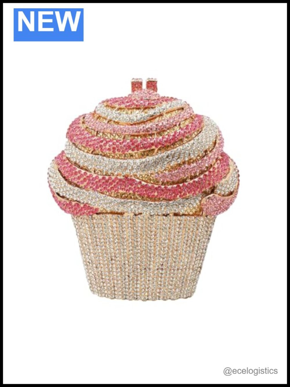 Ice Cream Rhinestone Evening Clutch Bag Wedding Party Minaudiere with Chain